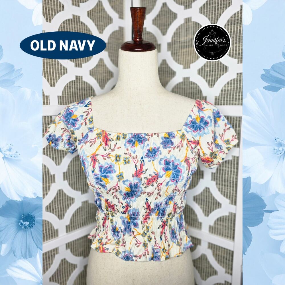 Old Navy Girls Floral Smocked Puff Sleeve Top Size M/8